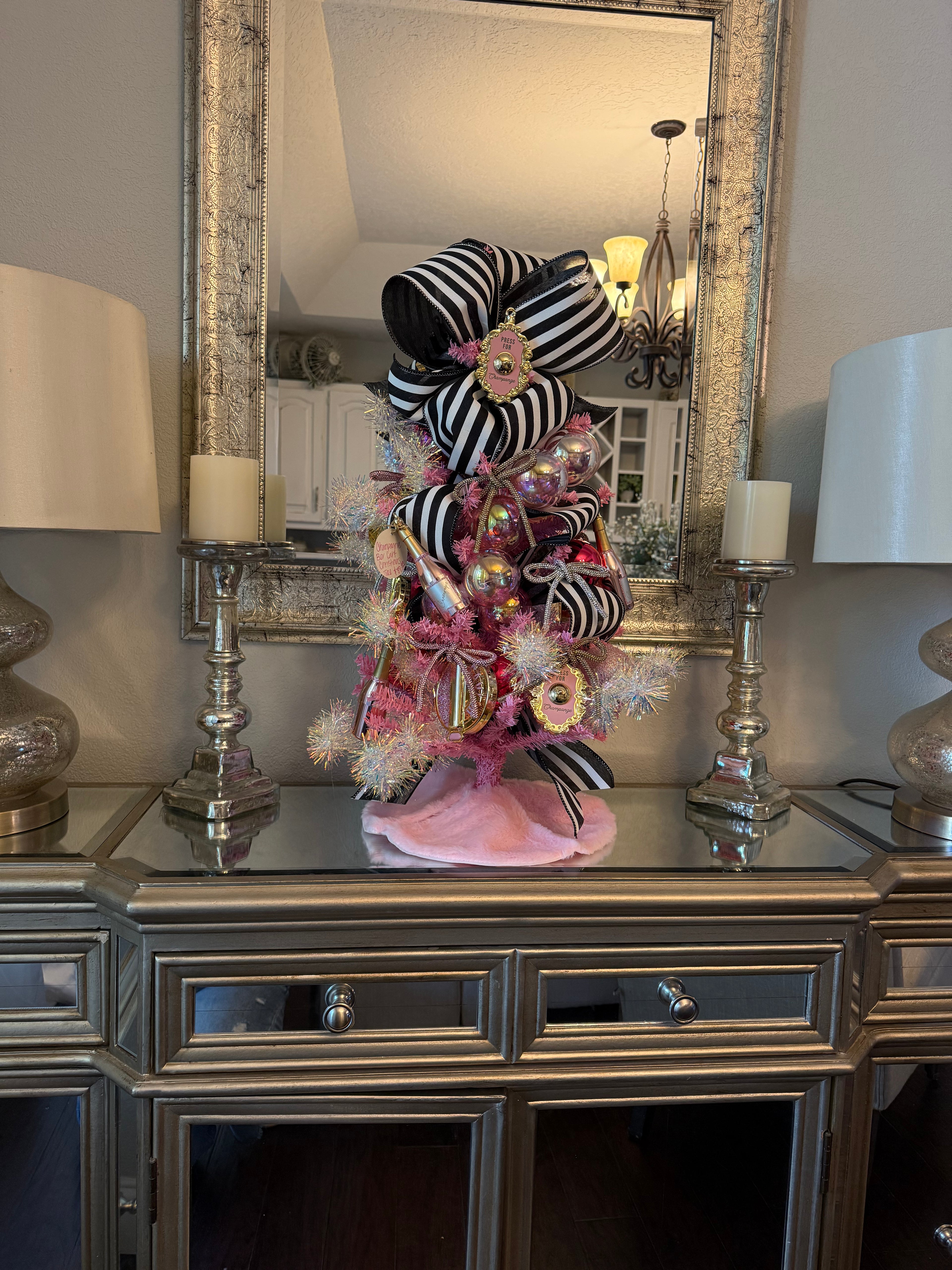 Champagne Bar Cart Christmas Tree