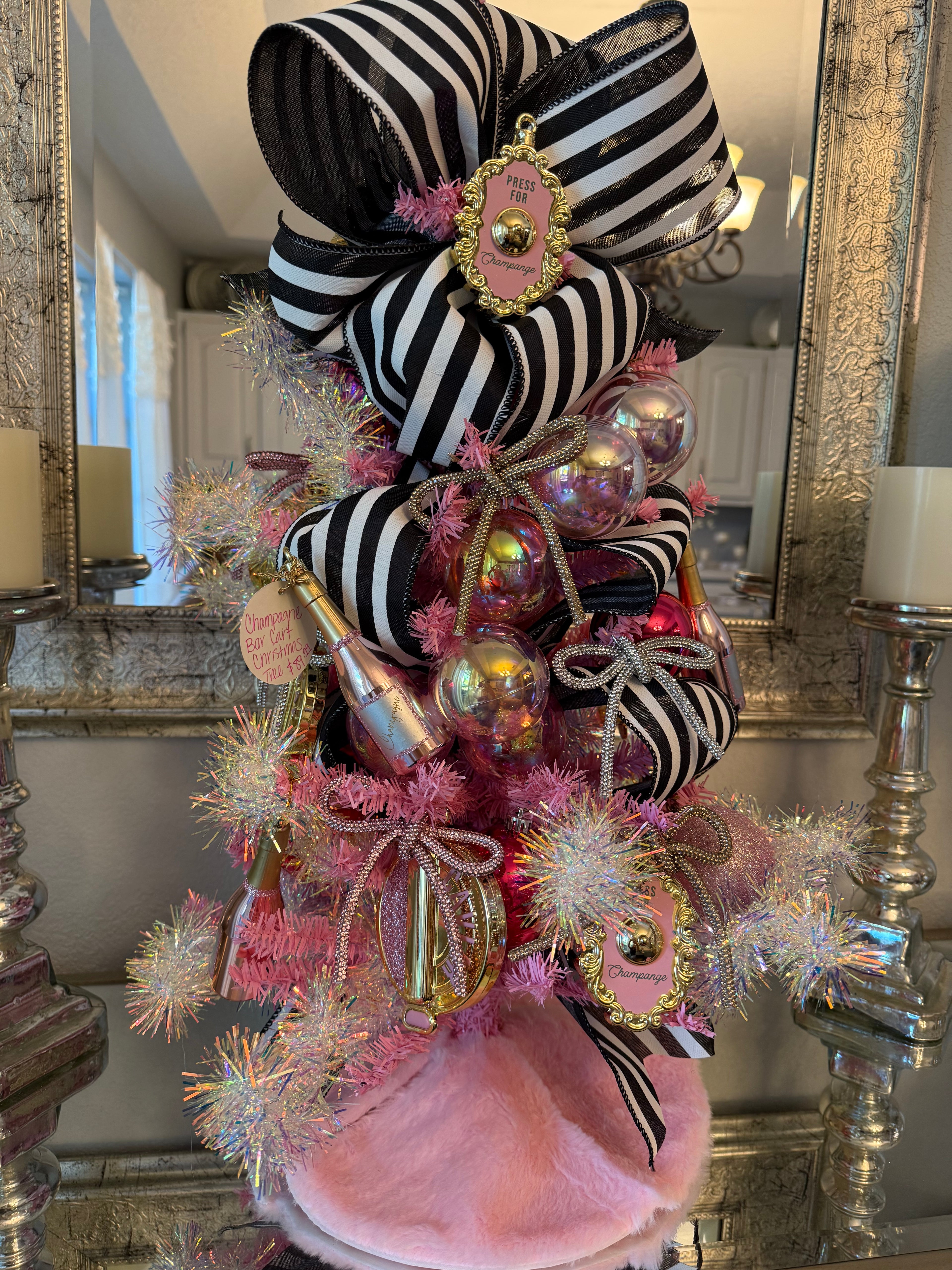 Champagne Bar Cart Christmas Tree