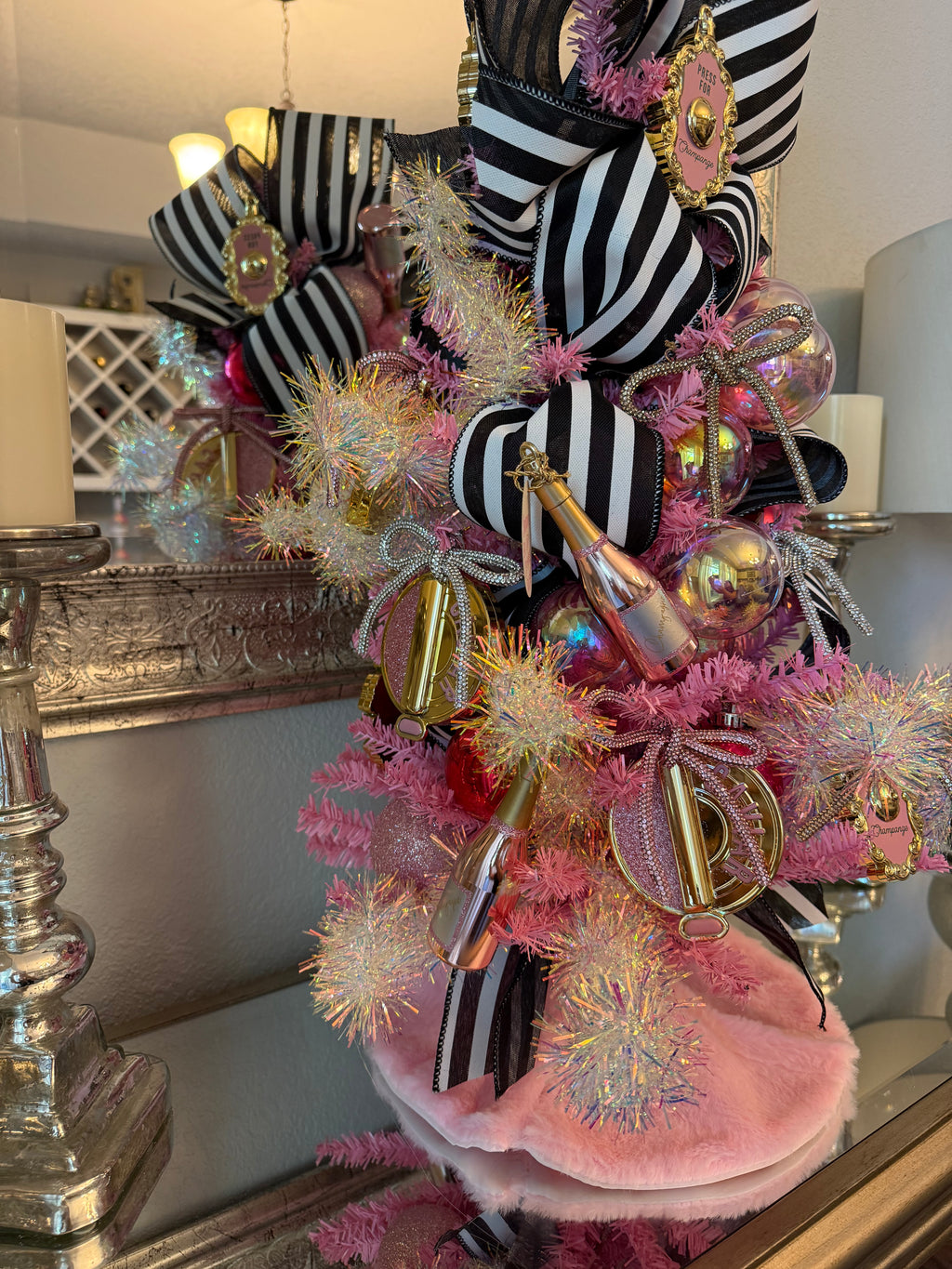 Champagne Bar Cart Christmas Tree