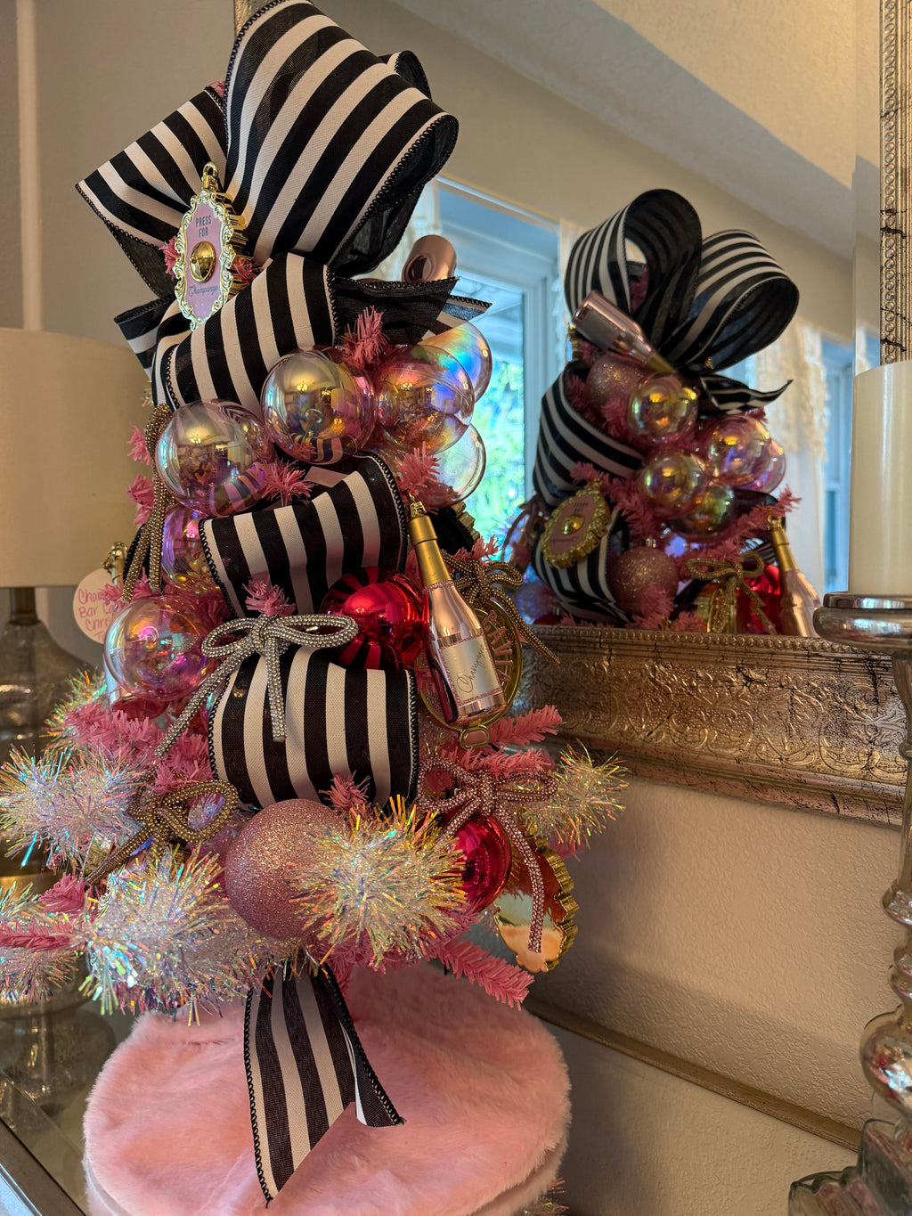 Champagne Bar Cart Christmas Tree