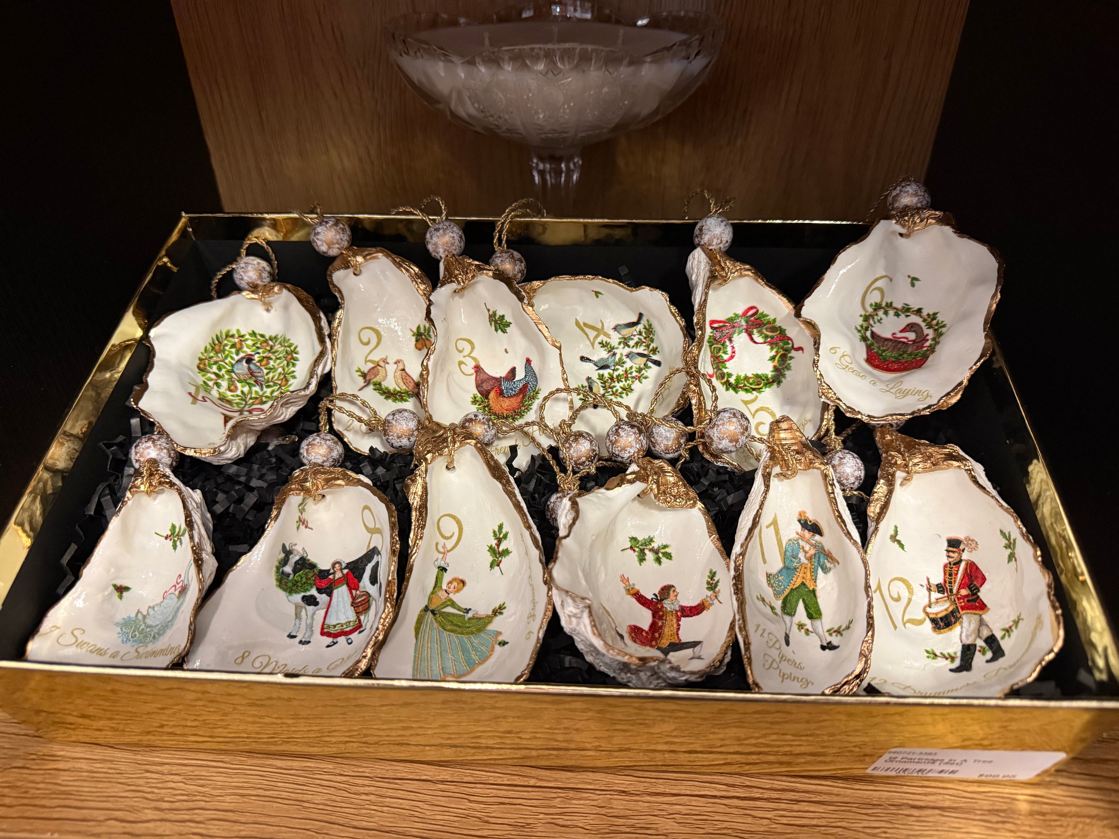 12 Days of Christmas Oyster Ornament Set