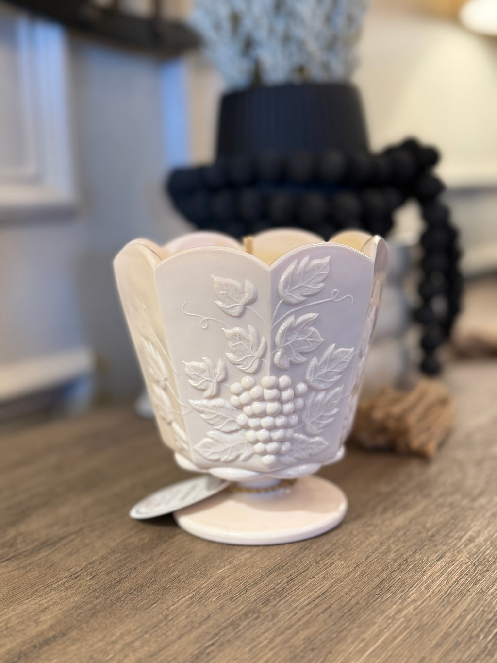 Napco Vintage Shell Pink Milk Glass Vase Candle - Sweet Reverie Scent