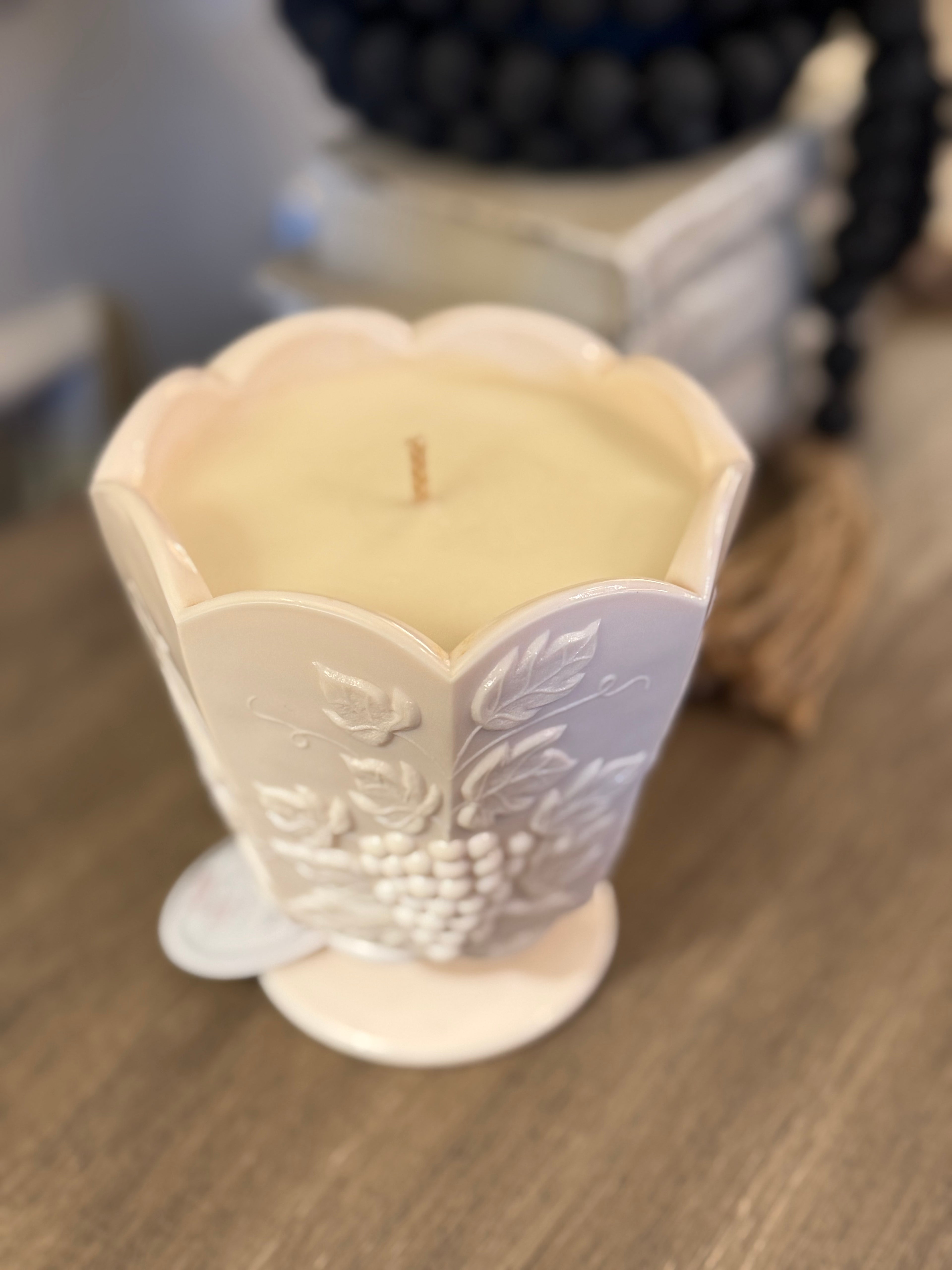 Napco Vintage Shell Pink Milk Glass Vase Candle - Sweet Reverie Scent