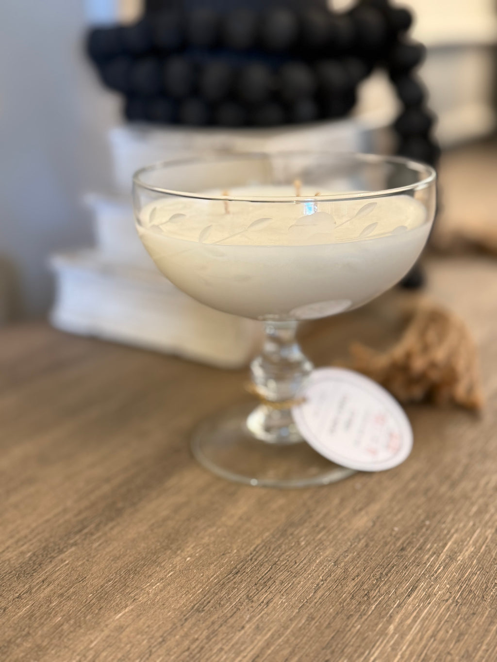 Vintage Etched Glass Coupe Candle - Snow Capped Spruce Scent