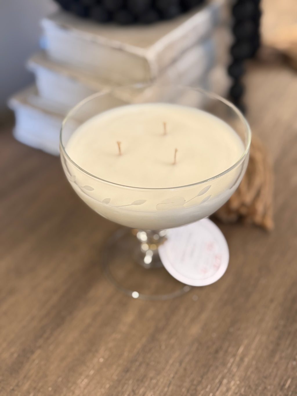 Vintage Etched Glass Coupe Candle - Snow Capped Spruce Scent