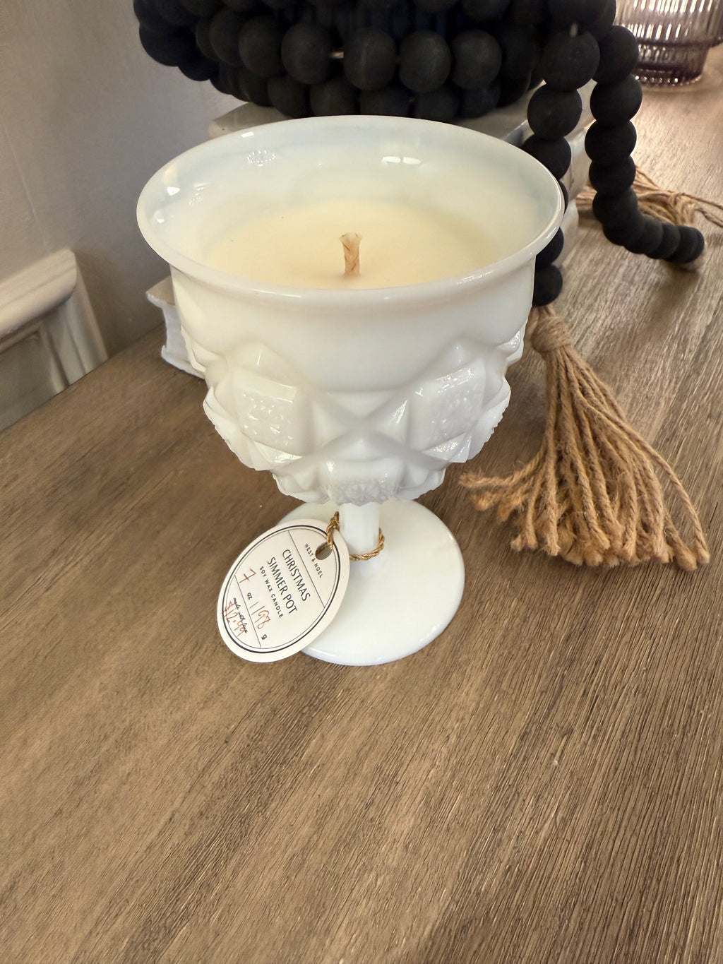 Vintage Westmoreland Milk Glass Old Quilt Goblet Candle