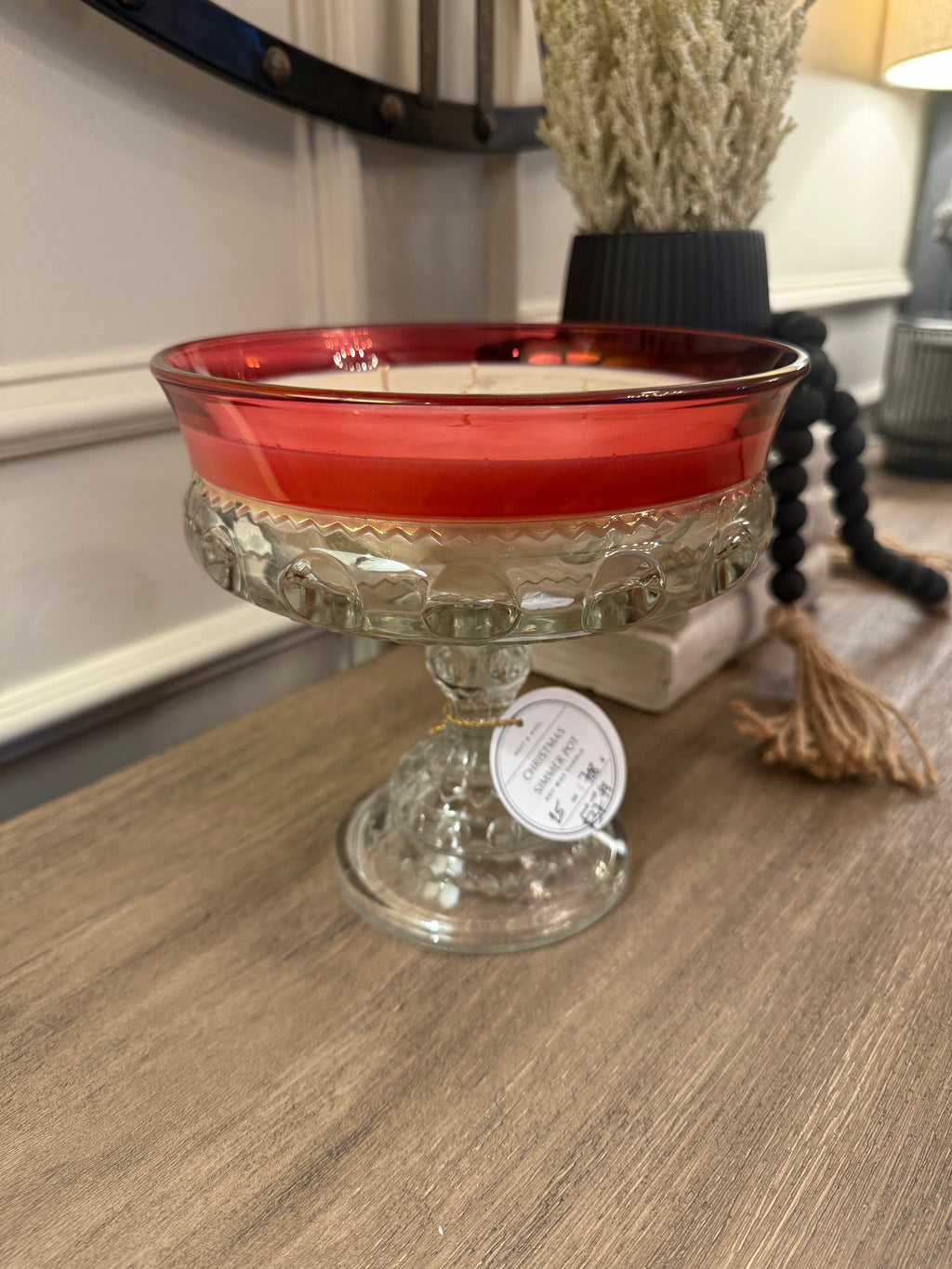 Vintage Lg Kings Crown Compote Dish Candle - Christmas Simmer Pot Scent