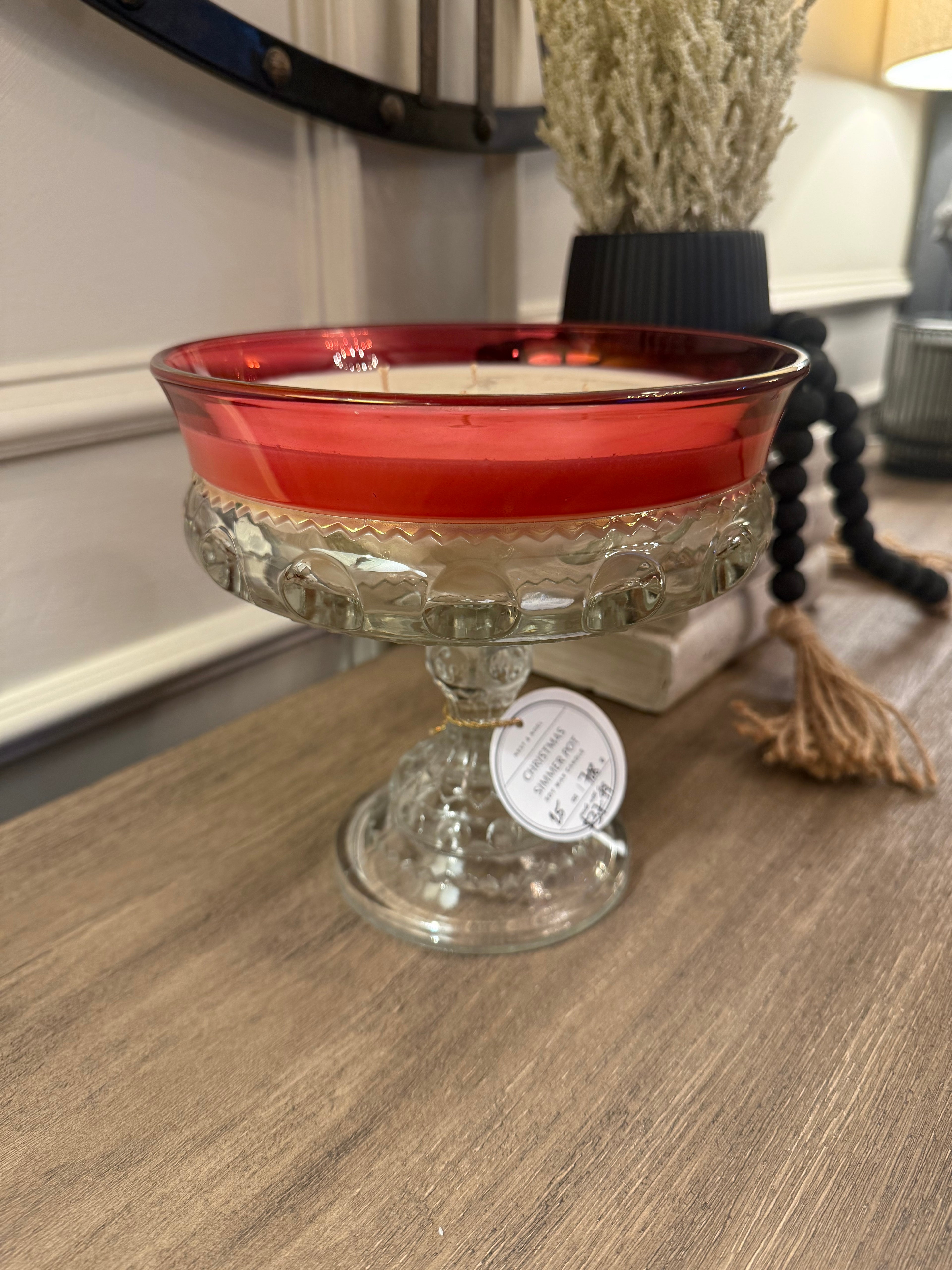 Vintage Lg Kings Crown Compote Dish Candle - Christmas Simmer Pot Scent