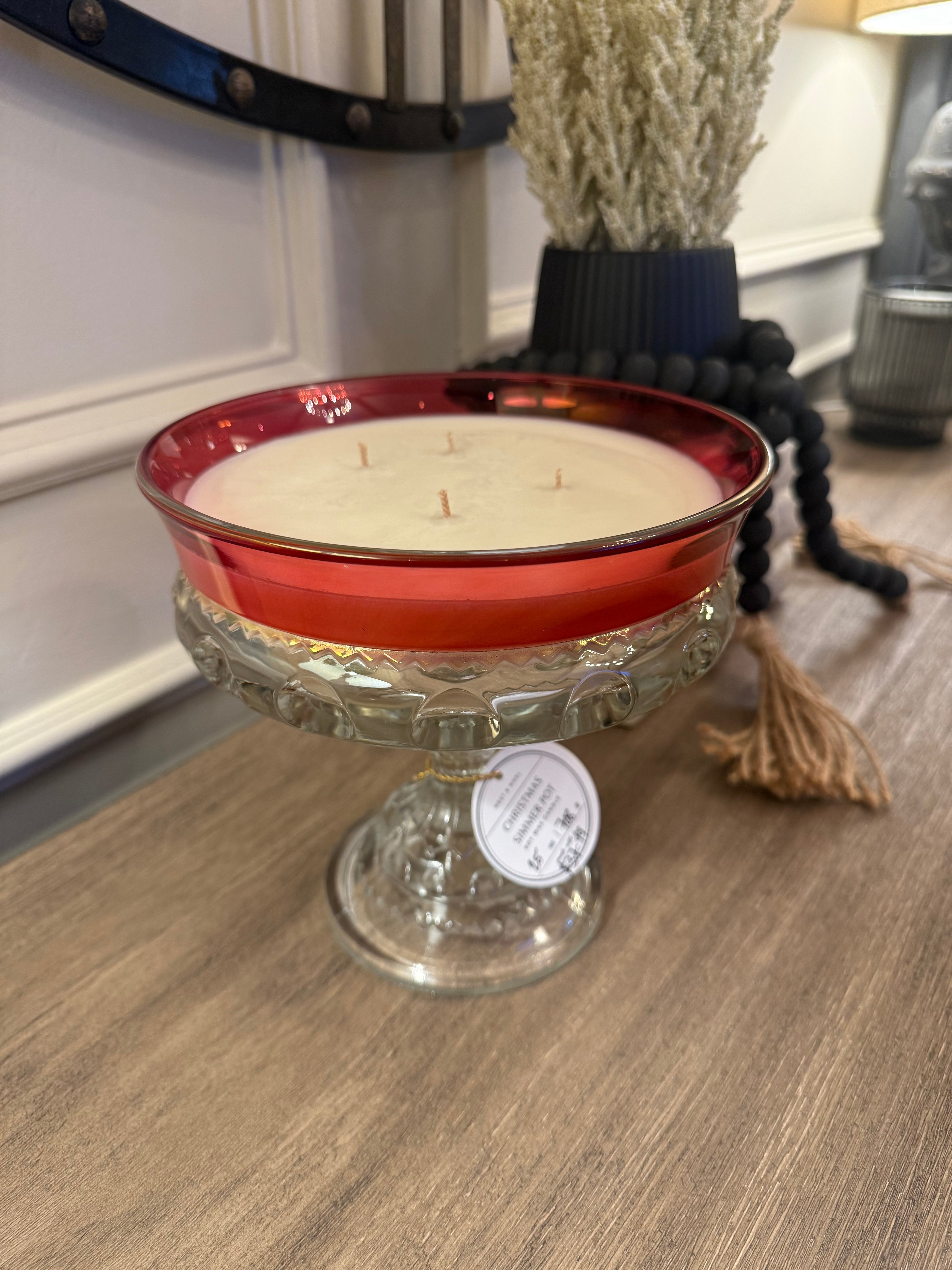 Vintage Lg Kings Crown Compote Dish Candle - Christmas Simmer Pot Scent